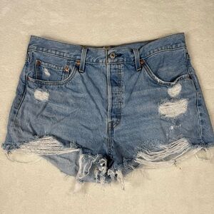 Levi's 501 button fly Women's Denim Cut Off Shorts Size 33 Waist